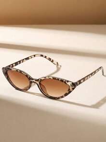 Visivana 1 Pair Unisex Leopard Print Frame Cat Eye Sunglasses, Bohemian Style, For Driving, Camping, Tropical Beach Vacation, Outdoor Travel, Family Outings Elegent Modern - White Leopard Double Tea - View 3