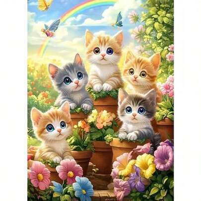 1pc [30*40cm/11.8*15.7in]5D Acrylic Diamond Painting Kit, Cute Cat Pattern, Suitable For Adult Beginners DIY Mosaic Diamond Art, Full Drill Handmade DIY Diamond Painting, Suitable For Living Room, Bedroom, Office Wall Decor, Surprise Gift For Family And Friends, Frameless