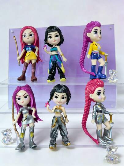 6 قطع من تماثيل الشخصيات الكرتونية الجميلة لفرقة الفتيات الكورية الشهيرة ميرا لومي، مثالية كديكور على المكتب أو عرض على الرف لمعجبي المراهقين