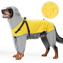 Reflective Dog Raincoat - Yellow With Black Strap, Lightweight Polyester Pullover For Medium To Large Breeds, Rainproof Hooded Jacket With Adjustable Straps, Machine Washable, Pet Clothing,Reflective Dog Gear | Adjustable Strap Jacket - Multicolor - View 21