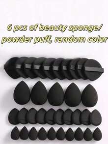50-10pcs Makeup Sponge Set, Makeup Blender, Professional Makeup Blending Sponge Wholesale, Hoarding, Super Soft Concealer Sponge, Facial Makeup Tools, Suitable For Foundation, Powder, Toner - màu đen - Xem 13