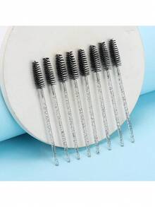 300/100/50/1 Disposable Eye Black Stick, Crystal Eyebrow Bobbin Brush For Extending Eyelashes, Black Mascara Brush - Multicolor - View 6