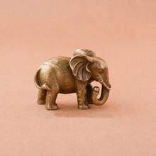 Brass-Colored Elephant Home Decor: Adorable Brass-Tone Elephant Sculpture, Suitable For Home Decor, No Power Needed, Fits Living Room And Office, Perfect Gift For Animal Lovers And Home Decor Enthusiasts. - Elephant - View 6