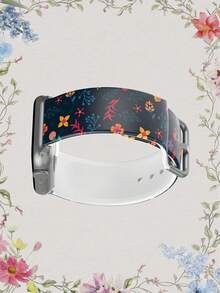 1条海军蓝和黄色花卉图案柔软弹性透气替换腕带，兼容三星、荣耀智能手表，尺寸可选38mm、40mm、41mm、42mm、46mm、45mm、44mm、49mm；时尚休闲硅胶表带，适用于苹果手表Ultra SE/11/10/9/8/7/6/5/4/3/2/1 - 彩色 - 查看 5