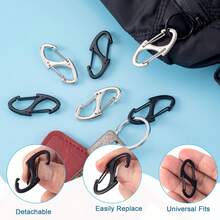 DHINZIC 8Pcs Zipper Clip Anti Theft Deterrent, Dual Opening Safety Zipper Pull Replacement, S Carabiner Clips For Backpacks Traveling Camping Suitcases-WS - 10pcs- Black & Silver - View 4