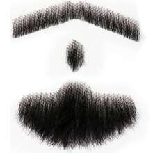Realistic Human Hair Goatee Fake Beard For Halloween Party - Dark Black - View 9