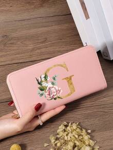 Fashion Women's Wallet, Simple And Portable Long Wallet, Vibrant Letter Printing Design, Lightweight And Durable, Suitable For Daily Use - Burgundy - View 46