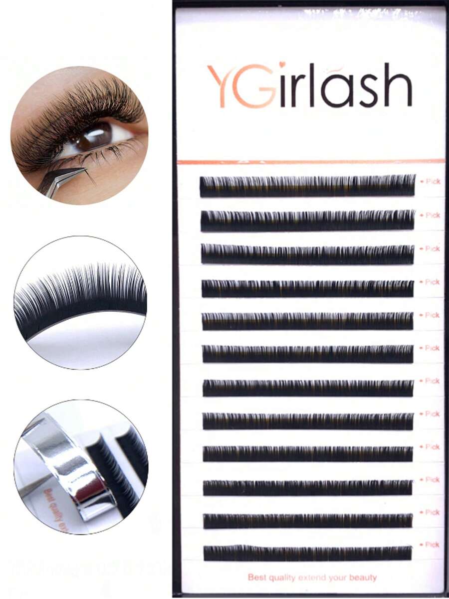 12 Lines C Curl Bottom Lash 0.07 0.1 Thickness Silk Eyelash Extension 5mm 6mm 7mm Short Mink Lashes Under Lashes Extensions Makeup Lower EyeLashes - C - View 1