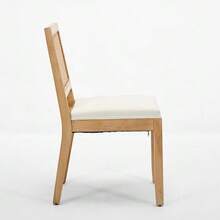 Farmhouse Style Rattan Dining Chair Set Of Two, Modern Medieval Kitchen Dining Chair, Upholstered Rattan Kitchen Chair, Natural Hardwood Frame, Beige, DE1883BG - Khaki - View 5