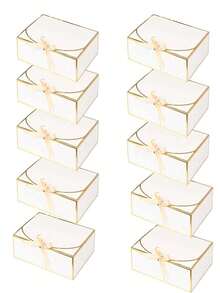 10pcs White Edged Gift Boxes, 10.6 X 7.8 X 3.1 Inches (27 X 20 X 8 Cm) Bridesmaid Proposal Boxes With Ribbon, Covered Gift Boxes For Mother's Day, Wedding, Birthday Party, Anniversary - White - View 10