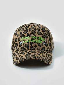 1顶绣有“Dibs On Oatmilk”字样的豹纹棒球帽，轻便透气，可调节，防晒，男女通用，Y2K风格，户外休闲百搭，冬季保暖帽，适合日常通勤 - 棒球帽 - 查看 6