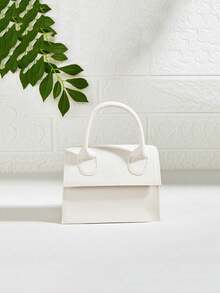 Children's Matte Fashionable Versatile Minimalist Chain Handbag - White - View 7
