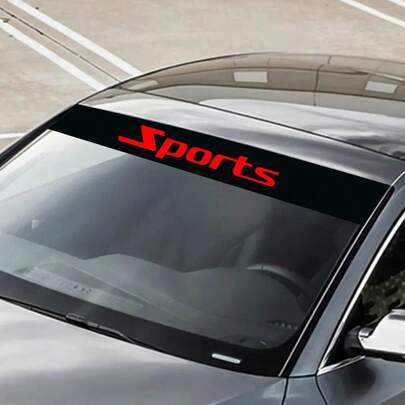 1pc Red Glossy Sporty Vehicle Styling Sticker, Self-Adhesive, Durable Car Sports Decal For Ceramic/Glass/Metal Surfaces