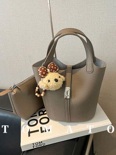 1 件装时尚百搭女士手提包，PU 材质纯色复古斜挎包，带内袋和可调节肩带（不含配件），适合年轻女性——外出、购物、上课、约会、送礼、办公、工作、旅行