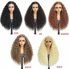 28Inch 13x6 HD Lace Front Sythetic Wig ,Heat Resistant Fiber Long Deep Wave Lace Wig -Synthetic Glueless Lace Front Wig For Daily Party Use - Multicolor - View 8