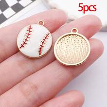 5/10pcs Sports Charms Enamel Basketball Baseball Pendant Charms For Jewelry Making Rhinestone Ball Game Softball Charms For Necklace Bracelet Earrings DIY Crafts - Multicolor - View 13