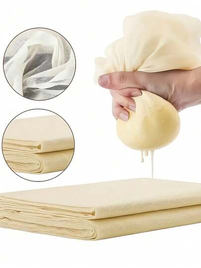 100 درجة 20" * 20" قطع مسبقة من قماش الجبن غير المبيض القابل لإعادة الاستخدام مع حواف مخيطة، مناسب للتصفية والتخمير البارد وصناعة الجبن والاستخدامات الطهي الأخرى