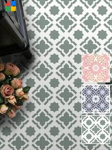 WoStick 10pcs 11.81"X11.81" Removable Self-Adhesive Waterproof Floor Stickers, Suitable For Rental Bedroom Laundry Room, Moroccan Pattern - Patterned Tile Flooring - View 3