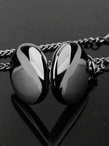 蒸汽朋克风格素面怀表，黑色石英项链，男女通用怀表链，生日、婚礼和周年纪念礼物 - 均碼 - 查看 4