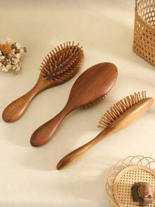 1/2件/套檀香木气垫梳套装，柔软气垫设计，适合女士美发造型，粗齿头部按摩梳，适用于头皮按摩、梳头、放松，男女通用，家居美发配件，美发造型套装，美发工具套装 - 彩色 - 查看 6