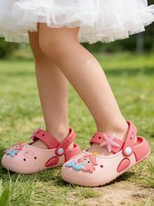 儿童夏季玛丽珍凉鞋，卡通美人鱼公主镂空木屐 - 粉色 - 查看 6