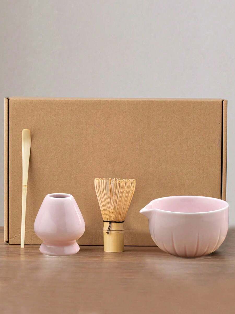 1件/4件套陶瓷抹茶套装，包含抹茶碗、抹茶筅、抹茶杯、搅拌棒、茶勺，适用于抹茶、甜点、饮品冲泡，日式礼盒包装，宋代抹茶冲泡工具套装 - 彩色 - 查看 1