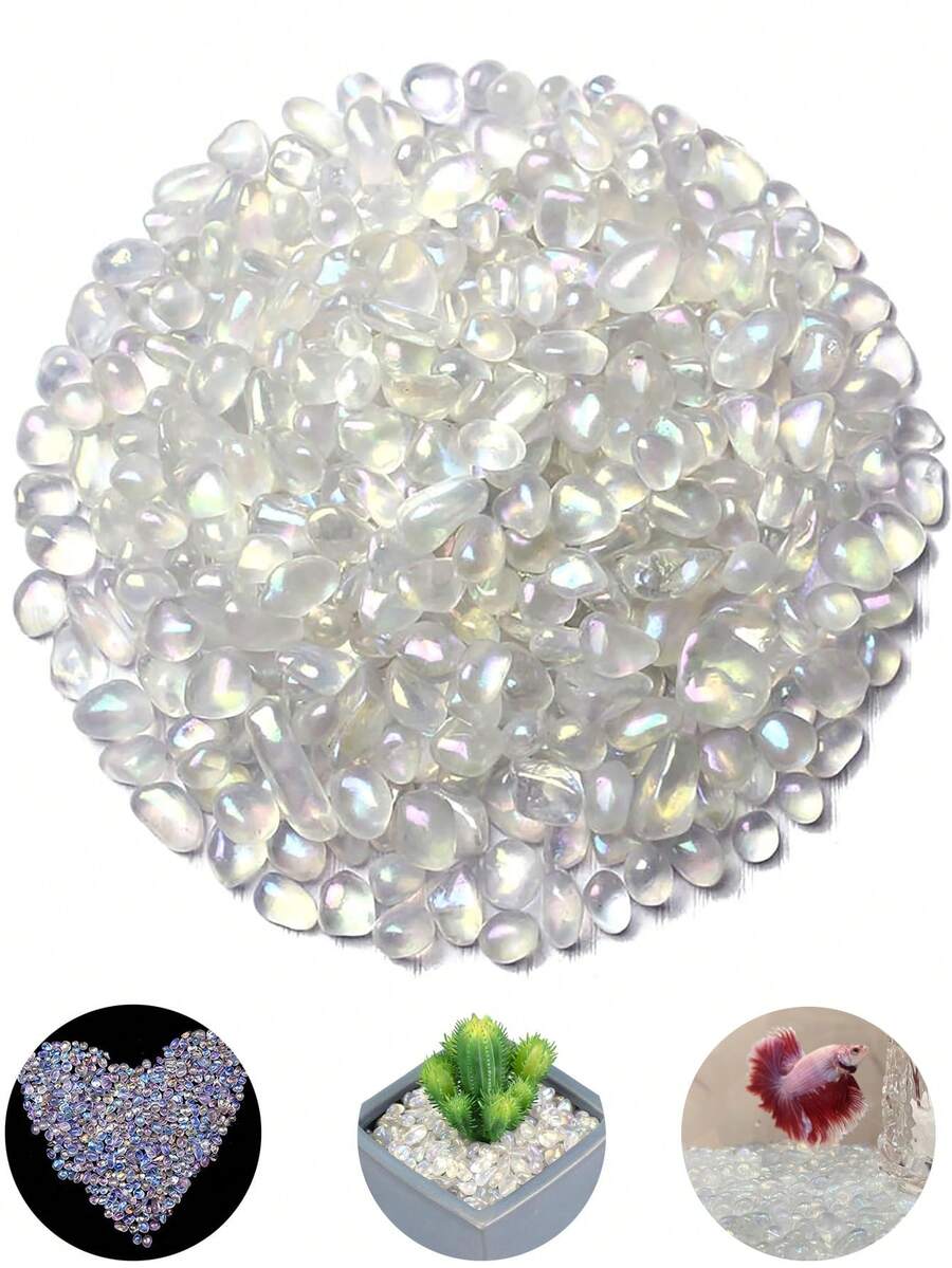 Unregelmäßig elektrolysierter weißer Mondstein - wunderschöner weißer Mondstein, Kristall Reiki Heilung für Schmuckherstellung, Chakra Steine, Felsen und Aquarium Dekorationen - Transparent - Übersicht 1