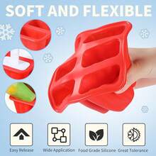 Molds,Silicone Ice  Molds, Sicle Mold Reusable Easy Release Ice  Maker,Homemade Sicle Mould With Silicone Funnel And Cleaning Brush (Red, 6 Cavities) - Red6Cavities - 查看 7