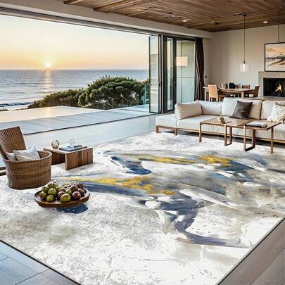 1pc Luxury Art Style Ink Painting Abstract Horse Pattern Rug. Velvet Material Weighs Approx. 850g, Thickness Approx. 0.6cm. The Rug Is Wear-Resistant, Anti-Slip, And Easy To Clean. Available In Multiple Sizes. Suitable For Kitchen/Living Room/Dining Room/Bedroom/Balcony/Bathroom/Study, Perfect Choice For Home Decor.