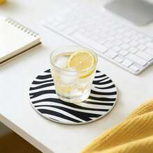 1个/6个/套圆形杯垫，适用于饮品，波西米亚风格斑马纹带杯托，自然主题装饰，尺寸10厘米*10厘米，适合女性，情人节，家居装饰，饮品，耐热玻璃杯垫，保护咖啡桌和吧台家具，防烫杯垫，圣诞节假日礼物 - 彩色 - 查看 6