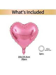 21pcs/Set, Pink, Rose Gold, Silver, Purple, Fuchsia, Green, Blue, Mixed Color, Red Heart Foil Balloons And Ribbons, Suitable For Valentine's Day, Wedding, Bridal Engagement, Party, Anniversary Decor, Wedding Decoration, Mother's Day Decor - Red - View 14