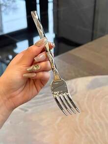 菱形不锈钢刀叉，西式牛排餐具，法式家用餐具 - 銀色 - 查看 2