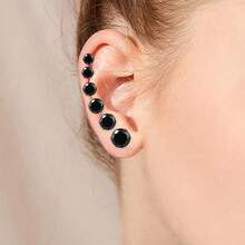 1 Của 316L Không gây dị ứng Thép không gỉ Hoa tai , Không gây dị ứng Lập phương Sáu-ngạnh AAA Đen Hoa tai , Đơn giản Và Linh hoạt Hoa tai Với Kim cương , Đúng mốt Xu hướng Hoa tai , Không giới tính Phong cách , Lung linh Thép Titan Hoa tai - màu đen - Xem 3