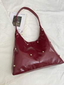 2026新款春季简约时尚通勤手提包，高品质大容量 - 酒紅色 - 查看 4