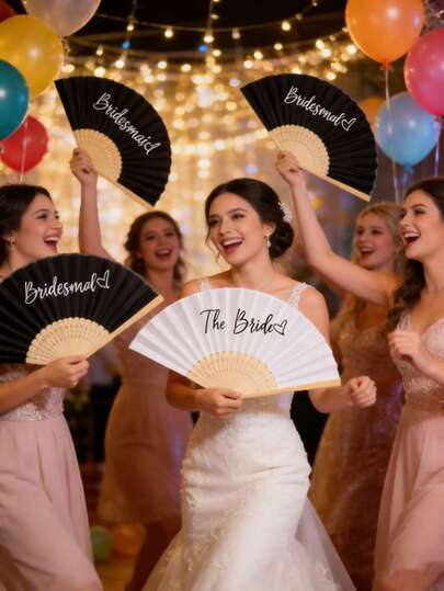 1pc White Silk Folding Hand Fan, Suitable For Wedding, Bride's Gift, Bridesmaid Gift, Wedding Decor, Perfect For Weddings, Parties, Home Decor DIY Wedding Favors, Dance, Photography And Cheongsam Accessories, Suitable For Various Occasions