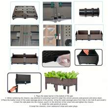 Upgraded Raised Garden Bed, Multi-Functional High Elevated Planter Box, Durable Plastic Rectangular Garden Bed Kit For Patio, Garden, Yard - 灰色-2聯 - 查看 11