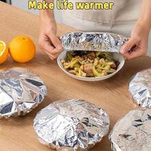 10/50pcs Reusable Aluminum Foil Wrap Covers, Stretchable Kitchen Food Fridge Preservation Covers, Suitable For Various Sizes And Shapes Of Dishes - Multicolor - View 10