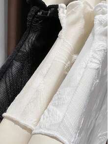 Mushroom Lace Trim Mock Neck Sleeveless Slim Fit Knit Tank Top, Black Detachable Collar - Multicolor - View 8