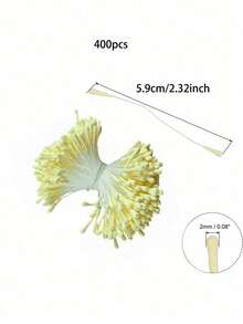 400/800pcs Artificial Flower Stamens, Faux Pearl Stamens, Home Floral DIY Decor, Suitable For Wedding Floral Arrangements, Handmade Home Decor, Easter, Mother's Day, Father's Day - Light Yellow - View 6