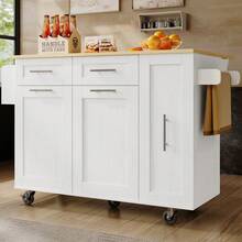 Mobile Storage Islands - White + MDF+Metal - View 4