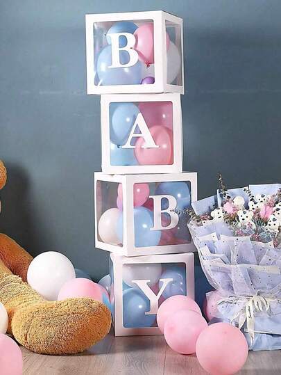 8pcs/Set Letter Balloon Box, For Holiday Party, Birthday Party Decor, Wedding Party, Gender Reveal Party, Home Decoration Gift (White) (Balloons Not Included)