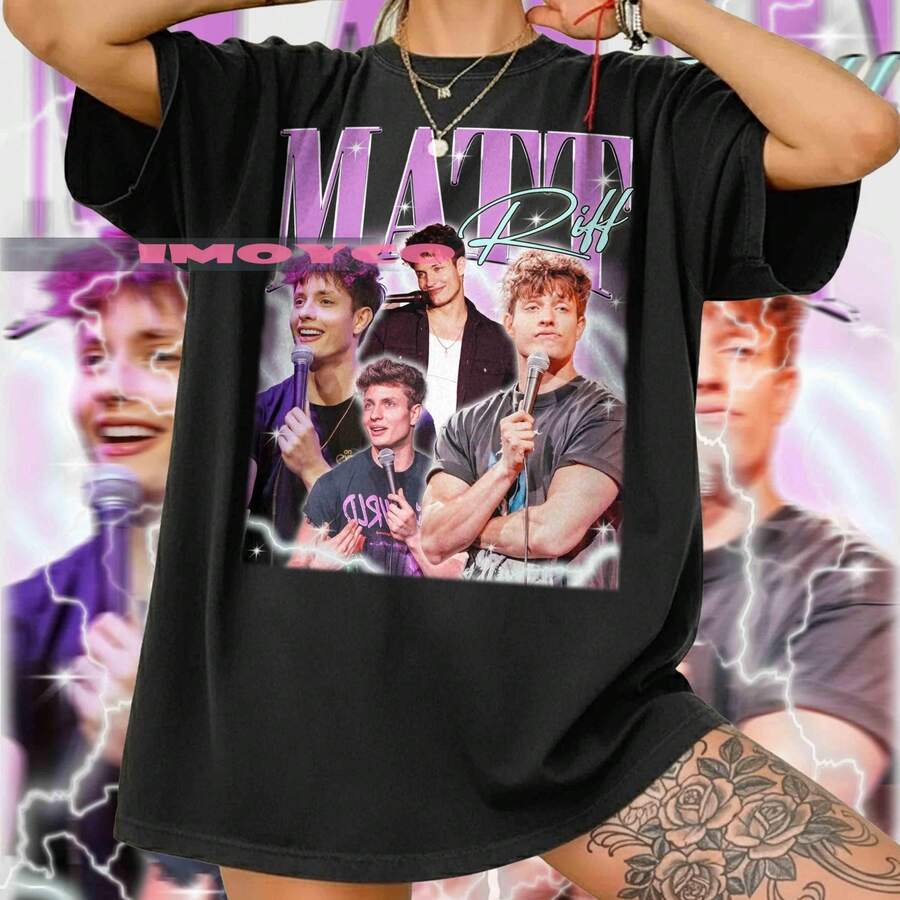 Matt Rife T-Shirt Comedian Shirt Comedy Graphic Tee Stand-Up Comedy Shirt Unisex Comedian Apparel Gift For Fans - 黑色 - 查看 1