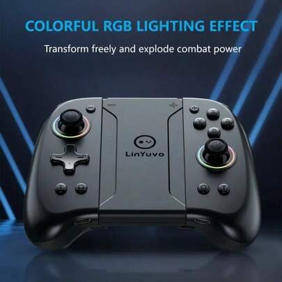  Controlador de juego inalámbrico LinYuvo, incluye joystick Hall | Detección de movimiento | Disparo rápido | Retroalimentación de vibración | RGB colorido | Agarre antideslizante | Múltiples modos de juego, experiencia de juego profesional, compatible con Switch/PC/Tablet, Gamepad inalámbrico compatible con Switch/OLED/Lite, emparejamiento de un solo toque, luces LED RGB, batería de 400*2mAh, detección de movimiento de 6 ejes, función de activación, retroalimentación de vibración, diseño ergonómico