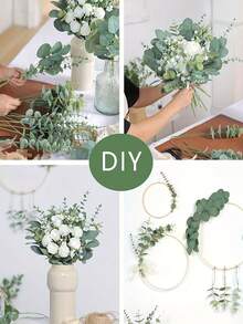 30/20/10 piezas Ramas de eucalipto artificial y flores de Gypsophila con tallos verdes, adecuado para ramos de boda DIY, decoración floral, decoración del hogar y al aire libre, centros de mesa, arreglos florales artificiales interiores/exteriores, decoraciones de boda, tallos decorativos - Multicolor - Ver 6