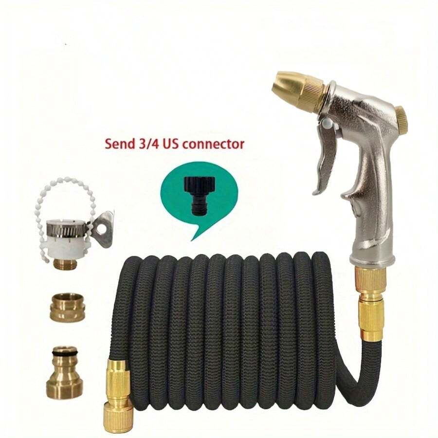 1pc High Pressure Car Wash Water Gun, Expandable Garden Hose Set, Watering & Cleaning Soft Hose Kit - A - View 1
