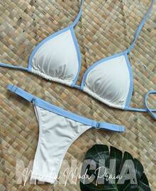 ✨Cotton Candy String Bikini In Polyamide – Comfort And Style ✨ - White Ribbon Blue - View 2