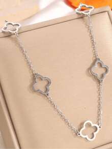 1件钛钢项链，时尚不锈钢锁骨链饰品，女士夏季新品 - 星星 - 查看 4