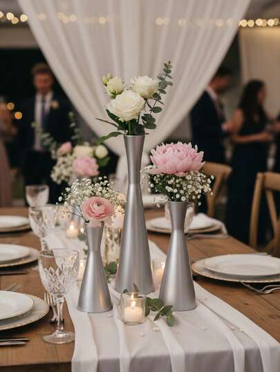 1 Pc/1 Set Metal Narrow-Neck Vase, Modern Minimalist Nordic Decorative Ornament, Suitable For Fresh Flowers, Reeds, Artificial Flowers, Living Room, Dining Table, Wedding, Home Decor, Party, Reception, Unbreakable Vase, Minimalist Basket-Style Arrangement, Room Decoration