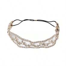 1pc Pearl Lace Headband, Sweet Goddess Mesh Hair Band, Facial Washing Bun Hairstyle Accessory Fashion Women Hair Accessories - Black - View 4