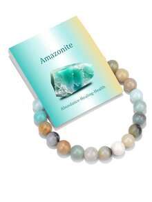 1 pieza Pulsera de cristal natural para mujeres y hombres, cuentas de piedras curativas de energía, diseño de cordón elástico, joyería de piedras preciosas hecha a mano, regalo de cumpleaños/ de moda - Multicolor - Ver 3